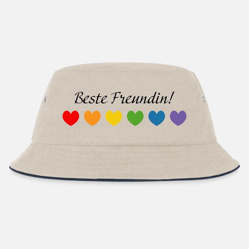 Regenbogenherzchen Beste Freundin - Kinder Bucket Hat - Natur/Navy