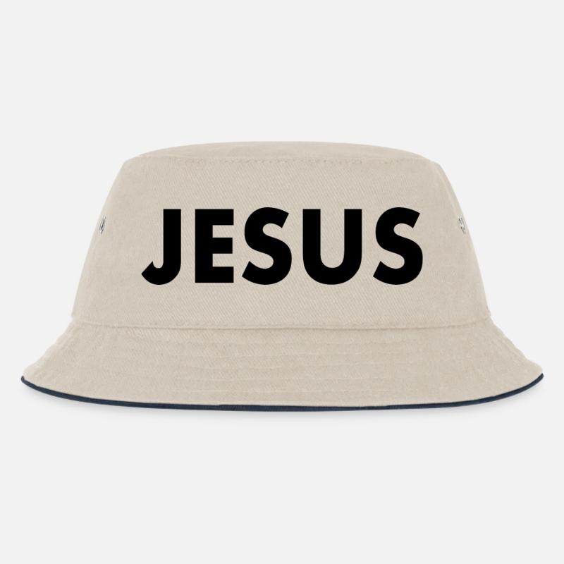 Jesus - Kinder Bucket Hat - Natur/Navy