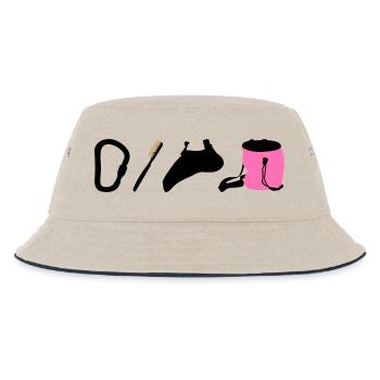 Kletterlogo Boulderemblem Kletterschuhe Bürste - Kinder Bucket Hat - Natur/Navy - Vorne