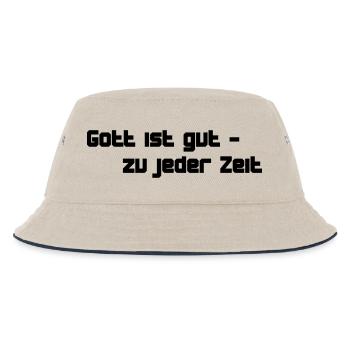 Spruch - Kinder Bucket Hat - Natur/Navy - Vorne