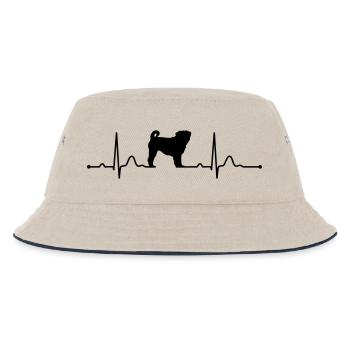 MOPS - PUG heartbeat Herzschlag - Kinder Bucket Hat - Natur/Navy - Vorne