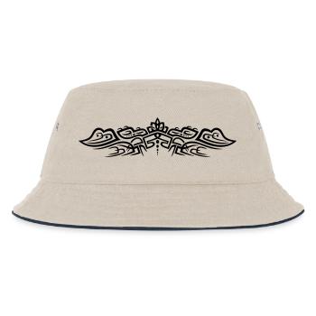 Filigranes Tribal Tattoo mit Krokodilen - Kinder Bucket Hat - Natur/Navy - Vorne