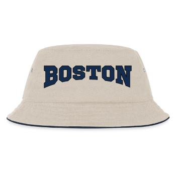 Boston Block Font Logo - Kids’ Bucket Hat - ecru/navy - Front