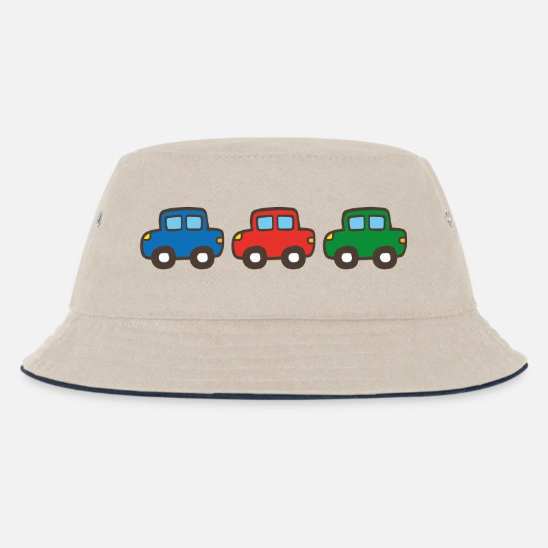 drei Autos - Kinder Bucket Hat - Natur/Navy