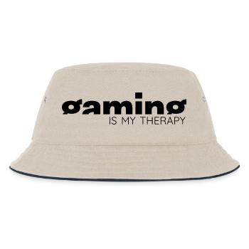 Gaming is my therapy - Gamer Statement Design - Kinder Bucket Hat - Natur/Navy - Vorne
