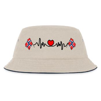 Herzfrequenz Cardio Flagge Norwegen - Kinder Bucket Hat - Natur/Navy - Vorne