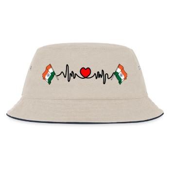 Herzfrequenz Cardio Flagge Indien - Kinder Bucket Hat - Natur/Navy - Vorne