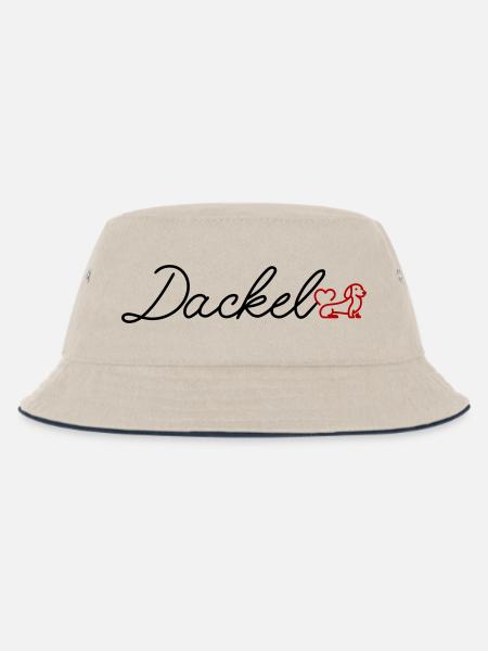 Herz Hund Linienkunst - Kinder Bucket Hat - Natur/Navy