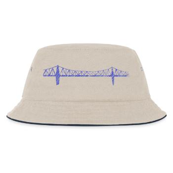 Rendsburger Hochbrücke – Urban Scribble Art Design - Kinder Bucket Hat - Natur/Navy - Vorne