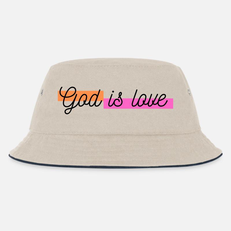 Gott ist Liebe - Kinder Bucket Hat - Natur/Navy