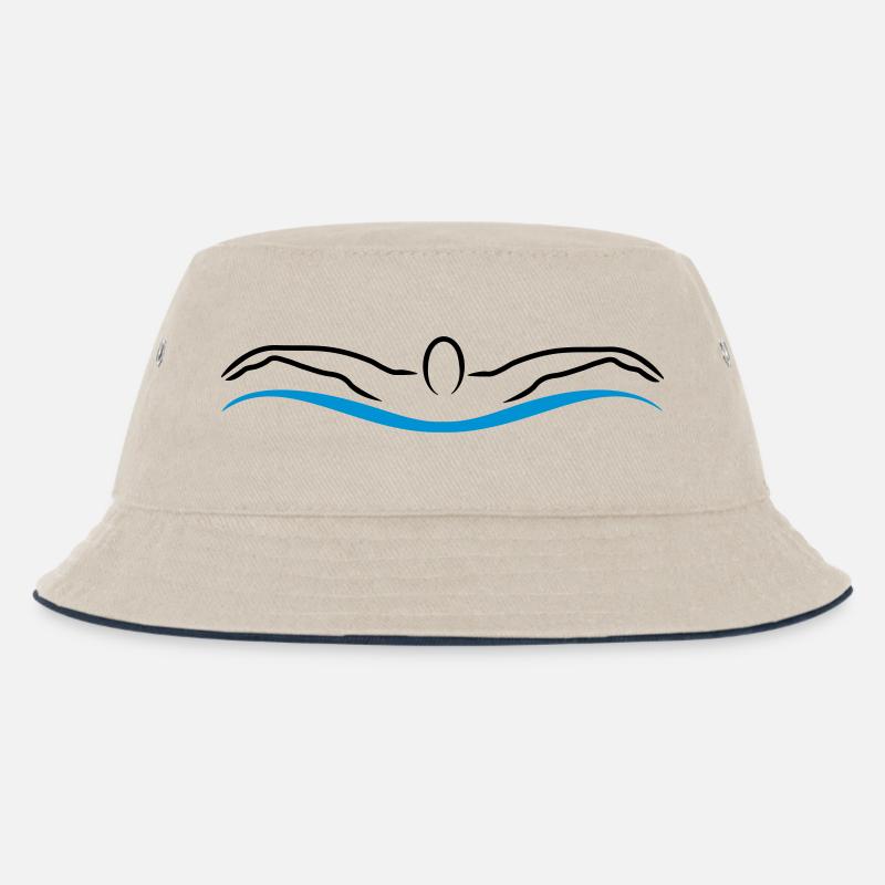 schwimmen - Kinder Bucket Hat - Natur/Navy