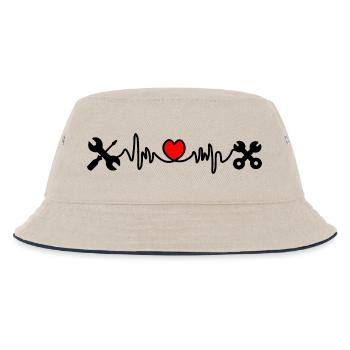 Werkzeuge mit Herzkardiogramm - Kinder Bucket Hat - Natur/Navy - Vorne