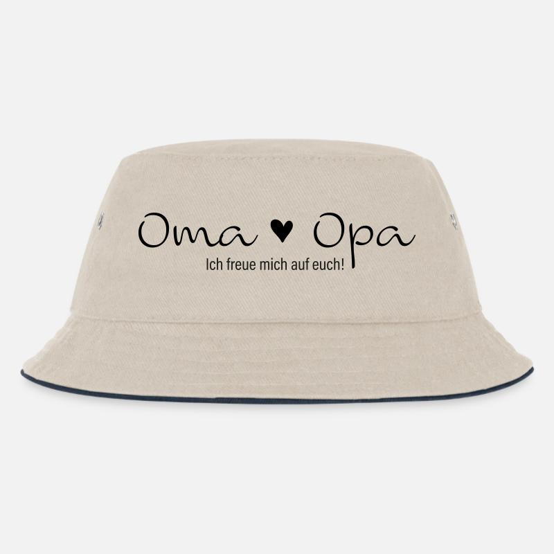 Oma Opa ich freue mich auf euch - Kinder Bucket Hat - Natur/Navy