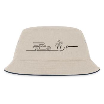 Van Camper Wüste Kaktus line art - Kinder Bucket Hat - Natur/Navy - Vorne