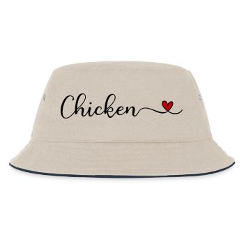 Chicken Heart - Kinder Bucket Hat - Natur/Navy - Vorne