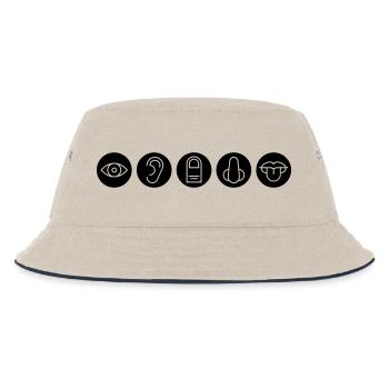 Fünf Sinne, Sinnesorgane - Kinder Bucket Hat - Natur/Navy - Vorne