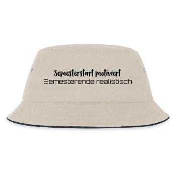 Kaffee → Lernen → Existenzkrise - Kinder Bucket Hat - Natur/Navy - Vorne