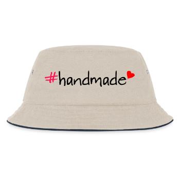 Handmade Hashtag Spruch T-Shirt - Kinder Bucket Hat - Natur/Navy - Vorne