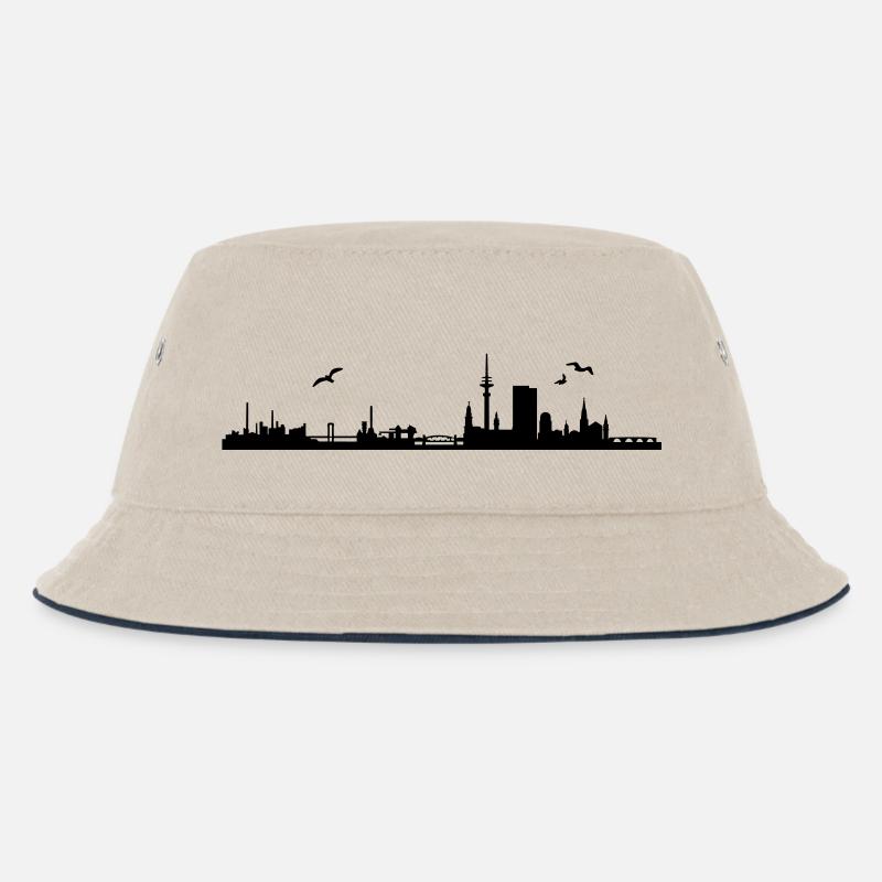Hamburger Skyline - Kinder Bucket Hat - Natur/Navy