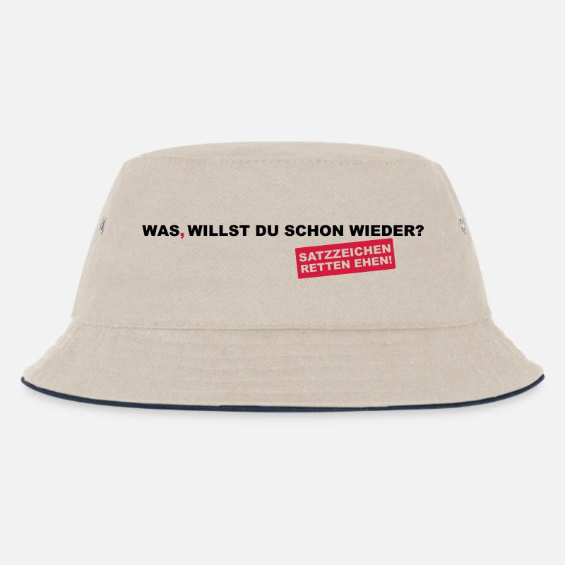 Punctuation save marriages! - Kids’ Bucket Hat - ecru/navy