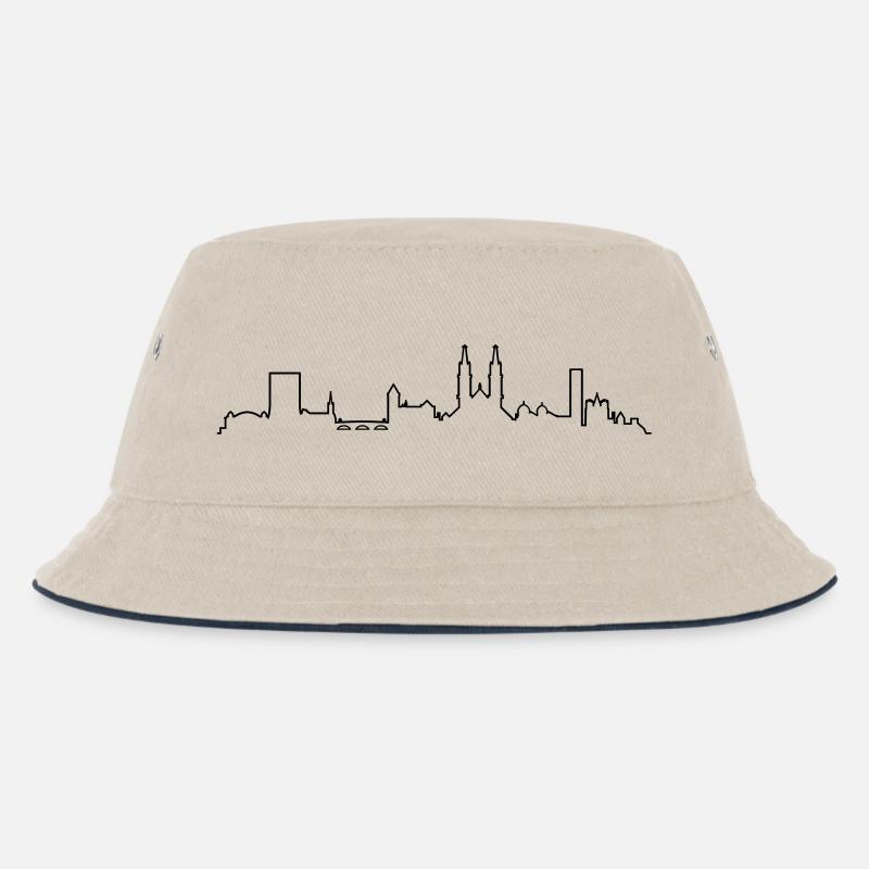Skyline Basel - Kinder Bucket Hat - Natur/Navy