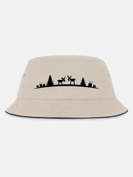 Elche im Wald - Kinder Bucket Hat - Natur/Navy