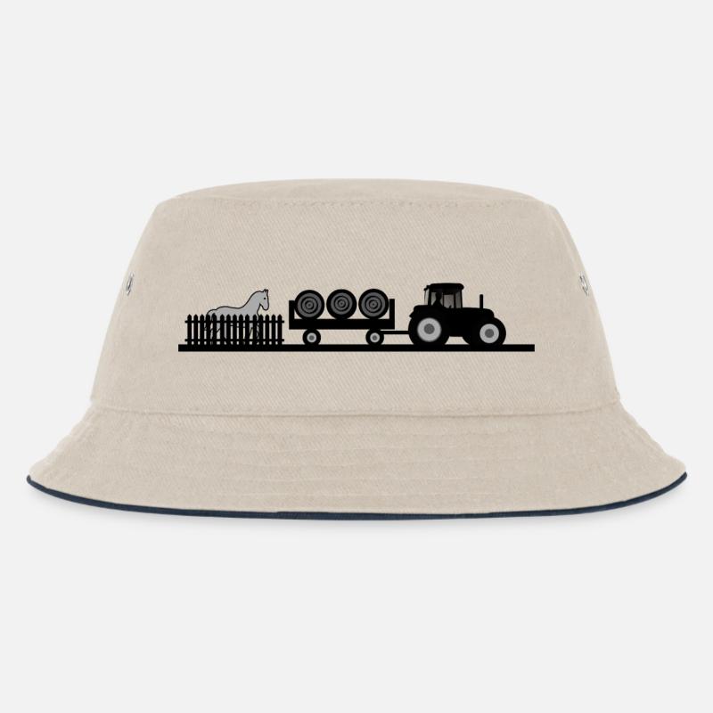 Traktor - Kinder Bucket Hat - Natur/Navy