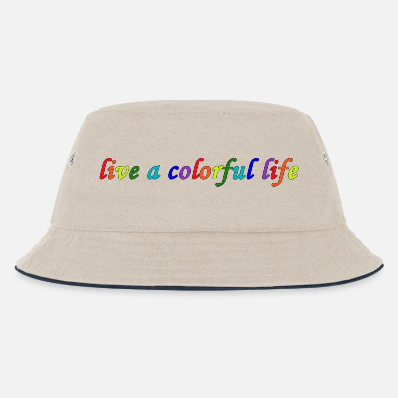 Lebe ein buntes Leben - Kinder Bucket Hat - Natur/Navy