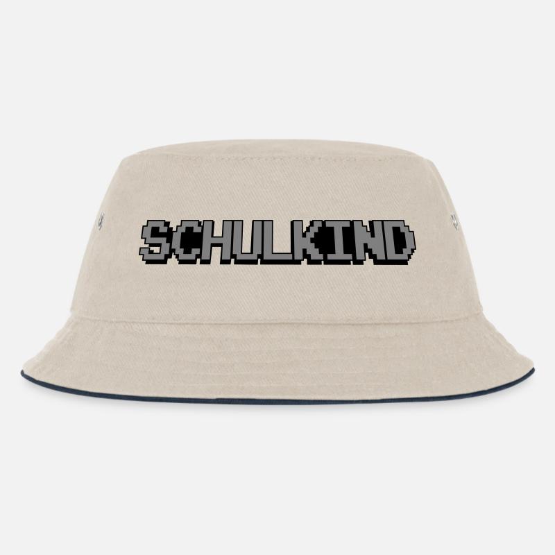 Schulkind Pixel - Kinder Bucket Hat - Natur/Navy