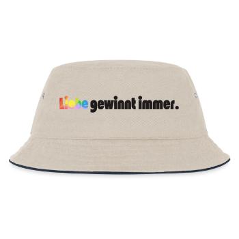 Liebe gewinnt immer Frieden Statement Vielfalt - Kinder Bucket Hat - Natur/Navy - Vorne