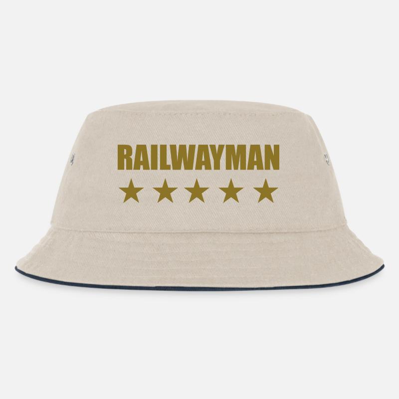 Eisenbahner / Eisenbahnen / Eisenbahn / Bahn - Kinder Bucket Hat - Natur/Navy