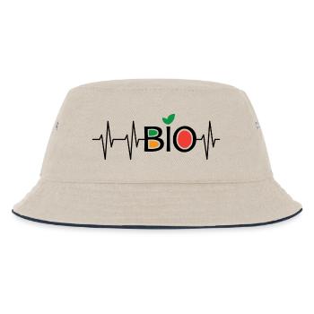 Herzschlag bio gesund Puls Symbol Essen Ernährung - Kinder Bucket Hat - Natur/Navy - Vorne