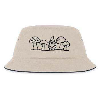 Zwerg mit Pilzen - Kinder Bucket Hat - Natur/Navy - Vorne