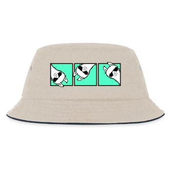 Lama Cool Guckend Sonnenbrille Trio Freunde Team - Kinder Bucket Hat - Natur/Navy - Vorne