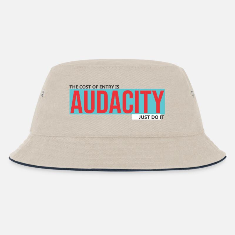 Audacity: Kräftiges Rot auf Türkis - Kinder Bucket Hat - Natur/Navy