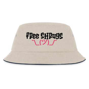 Free Shrugs lustiges, sarkastisches Zitat - Kinder Bucket Hat - Natur/Navy - Vorne
