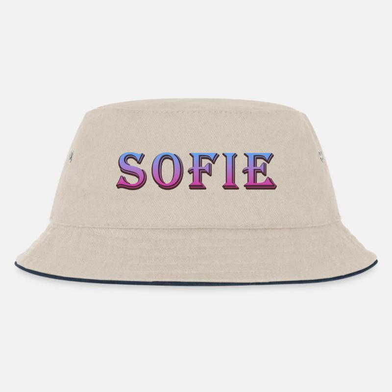 Farbenfroher 3D-Text mit Glitzereffekt - Kinder Bucket Hat - Natur/Navy