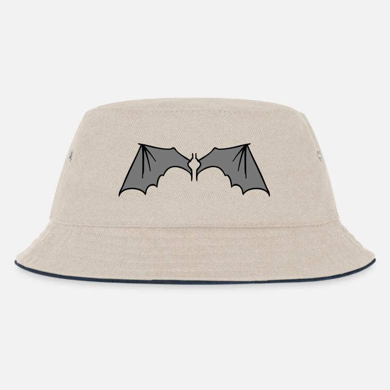 batwings_grey - Kinder Bucket Hat - Natur/Navy