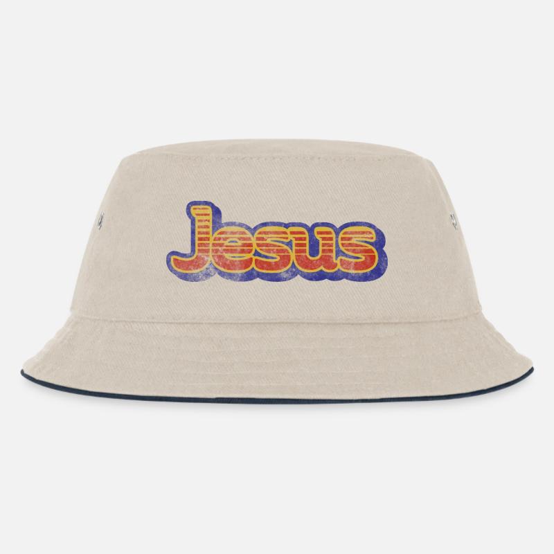 Jesus - Kinder Bucket Hat - Natur/Navy