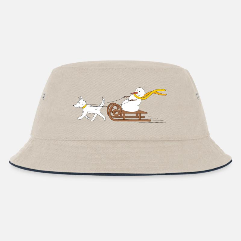 Schlittenfahrt - Kinder Bucket Hat - Natur/Navy