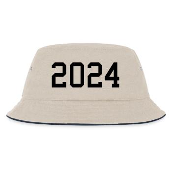 2024 weiß Silvester Neujahr schwarz - Kinder Bucket Hat - Natur/Navy - Vorne