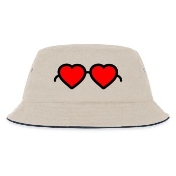 Herzen Brille - Kinder Bucket Hat - Natur/Navy - Vorne