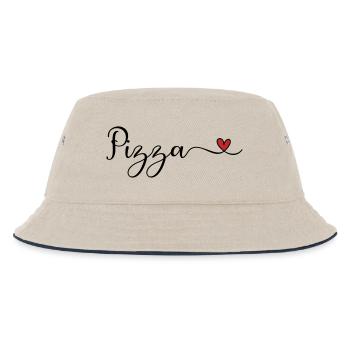 Pizza Heart - Kinder Bucket Hat - Natur/Navy - Vorne