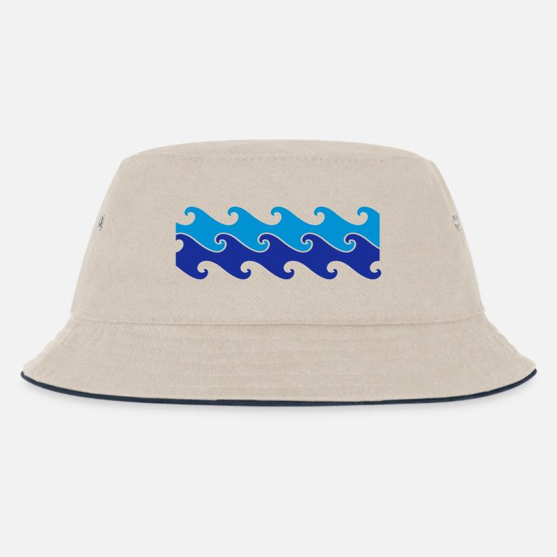 Wave - Kinder Bucket Hat - Natur/Navy