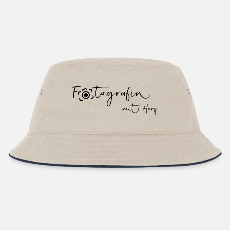 Fotografin mit Herz - Kinder Bucket Hat - Natur/Navy