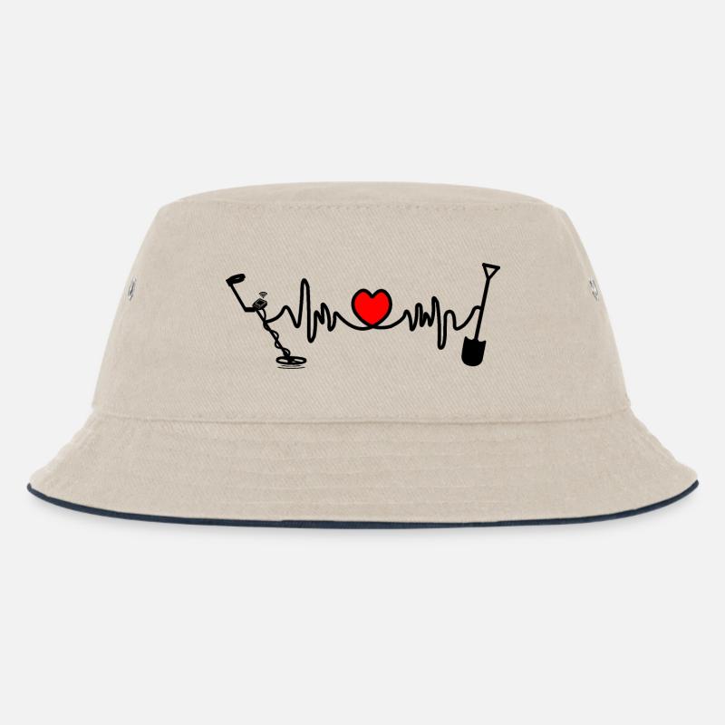 Metalldetektor-Logo mit Herzfrequenz - Kinder Bucket Hat - Natur/Navy