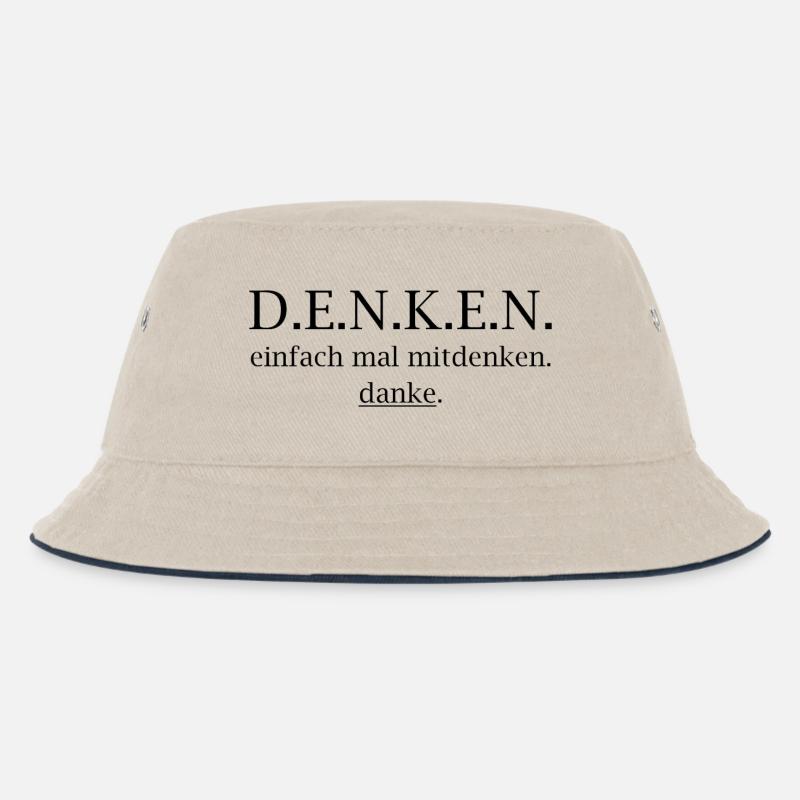 denken! einfach mal mitdenken. danke. - Kinder Bucket Hat - Natur/Navy