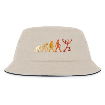 Evolution Mensch Freude Retro Design - Kinder Bucket Hat - Natur/Navy - Vorne