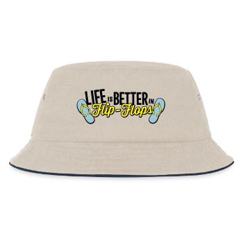 life is better in flop flops - beach sommer party - Kinder Bucket Hat - Natur/Navy - Vorne