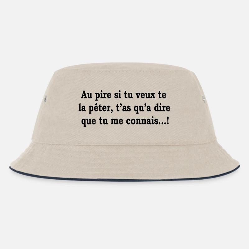 humour - Kinder Bucket Hat - Natur/Navy